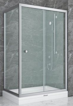 Душова кабіна Shower Neptun 120x80x190 см без піддону прямокутна розсувні двері прозоре скло 6 мм NPT-372 фото