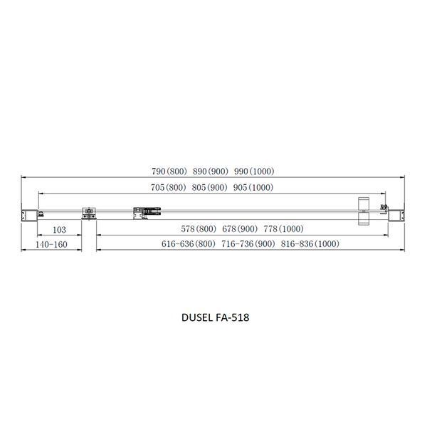 Душова кабіна DUSEL A-518 80х100х195 розпашна, профіль хром, скло прозоре A51880100 фото