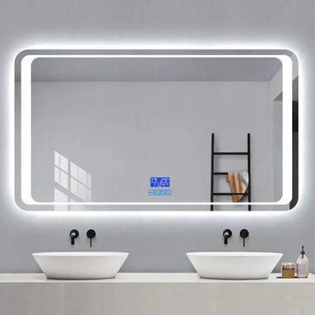 Дзеркало DUSEL LED DE-M3031 100смх75см сенсорне включення + підігрів+ годинник/темп+Bluetooth 630324 фото