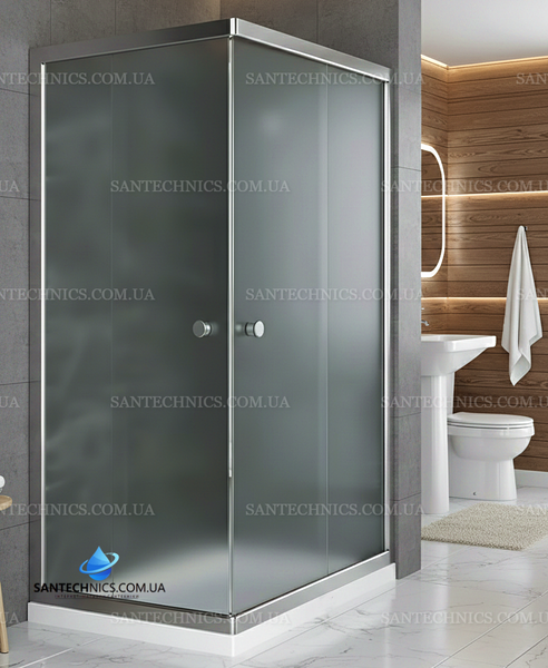 Душова кабіна Shower Titan 120x80x180 см без піддону прямокутна розсувна для душу матове скло 5 мм Titan-120x80 фото