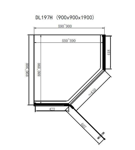 Душевая кабина Dusel DL197H Chrome, 90х90х190, пятиугольная, стекло прозрачное 519791 фото