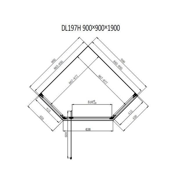 Душевая кабина Dusel DL197H Chrome, 90х90х190, пятиугольная, стекло прозрачное 519791 фото