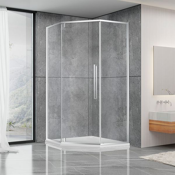 Душевая кабина Dusel DL197H Chrome, 90х90х190, пятиугольная, стекло прозрачное 519791 фото