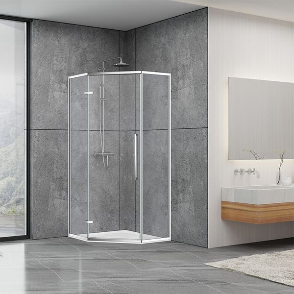 Душевая кабина Dusel DL197H Chrome, 90х90х190, пятиугольная, стекло прозрачное 519791 фото