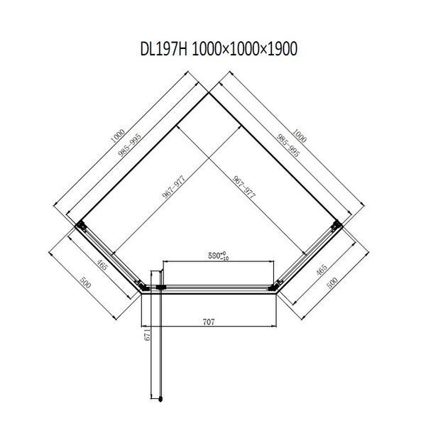 Душевая кабина Dusel DL197H Chrome, 100х100х190, пятиугольная, стекло прозрачное 519711 фото
