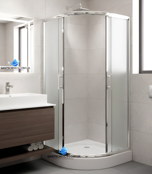 Душова кабiна Sunways R-522 90х90х193 см на низькому пiддоні, профіль хром, матове скло 6мм, розсувні двері R-522 фото