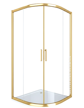 Душова кабіна Shower Bos 90x90x190 см без піддону напівкругла золотий профіль прозоре скло 6 мм BOS-005 фото