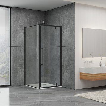 Душова кабіна Dusel DL198B+DL196B Black Matt, 90х90х190, скло прозоре, двері розпашні 519892 фото