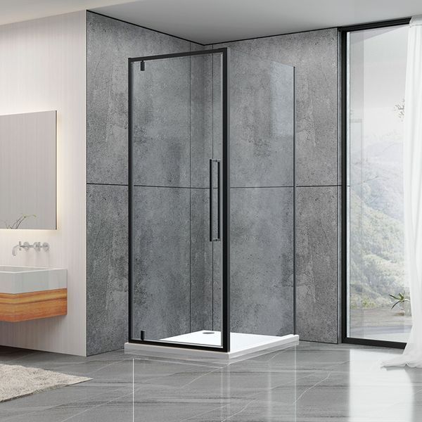 Душова кабіна Dusel DL198B+DL196B Black Matt, 90х90х190, скло прозоре, двері розпашні 519892 фото
