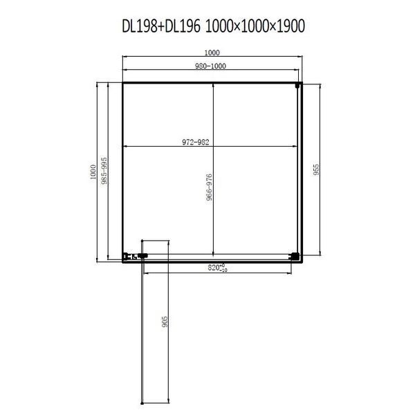 Душевая кабина Dusel DL198B+DL196B Black Matt, 100х100х190, стекло прозрачное, дверь распашная 519812 фото
