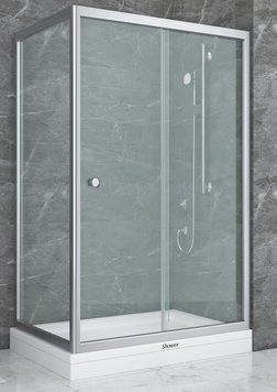 Душова кабіна Shower Neptun 120x90х190 см без піддону прямокутна розсувна  для душу прозоре скло 6 мм NPT-412 фото