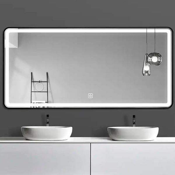 Дзеркало DUSEL LED DE-M0065D Black 100смх75см сенсорне включення + підігрів+ годинник/темп 606505 фото