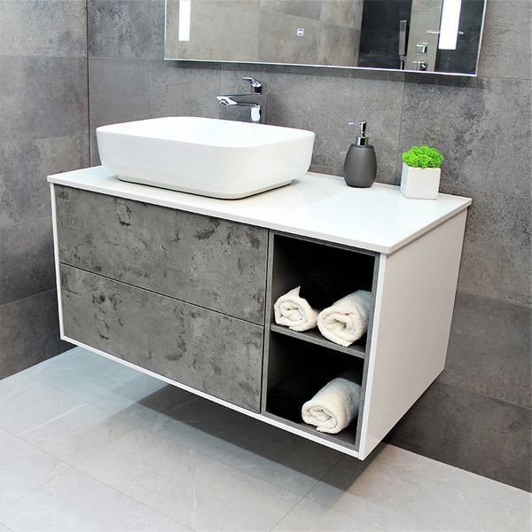 Тумба с раковиной REXON Ombra RX99CG/100 Glossy White/Espresso 19910C фото