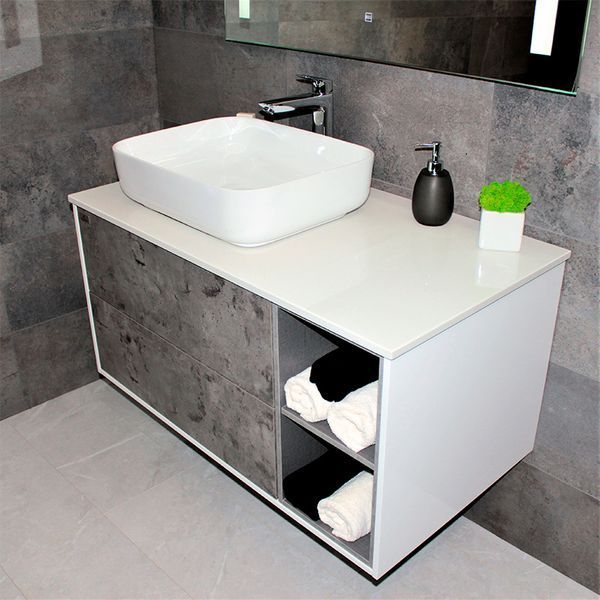 Тумба с раковиной REXON Ombra RX99CG/100 Glossy White/Espresso 19910C фото