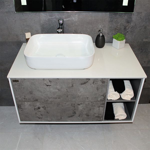 Тумба с раковиной REXON Ombra RX99CG/100 Glossy White/Espresso 19910C фото