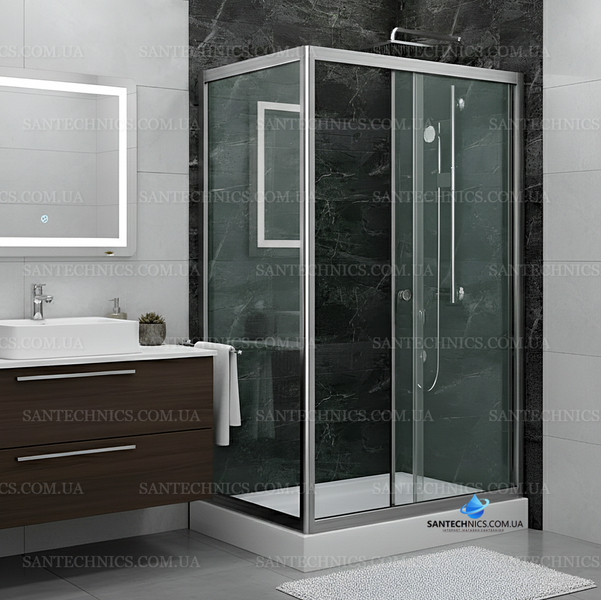 Душова кабіна Shower Neptun 120x90х190 см без піддону прямокутна розсувна  для душу прозоре скло 6 мм NPT-412 фото