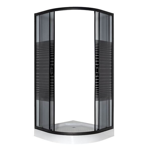 Душевая кабина 90х90х193 см VIVIA 091 Black Line JK New черный профиль низкий полукруглый поддон  А0055604 фото