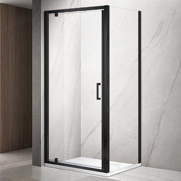 Душова кабіна DUSEL A-518B Black Matt 90х100х195 розпашна, профіль чорний, скло прозоре A518B9010 фото