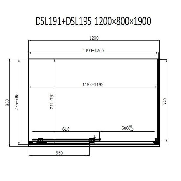 Душова кабіна Dusel DSL191B+195B Black Matt 120х80х190, двері розсувні, скло прозоре 519128 фото