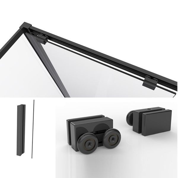 Душова кабіна Dusel DSL191B+195B Black Matt 120х90х190, двері розсувні, скло прозоре 519129 фото