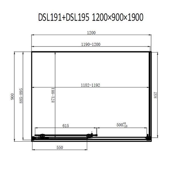 Душова кабіна Dusel DSL191B+195B Black Matt 120х90х190, двері розсувні, скло прозоре 519129 фото
