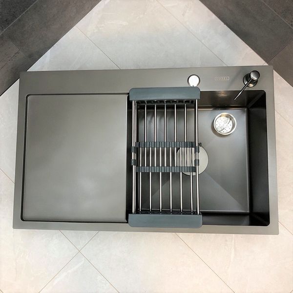 Мийка кухонна з нержавіючої сталі SS304 DS50678-2RNG 780*490*230 Right (Nano Grey) DS50678-2RNG фото