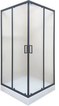 Душова кабіна чорна Sunways 90x90 см з квадратним низьким пiддоном матове загартоване скло 5мм SB-1 фото