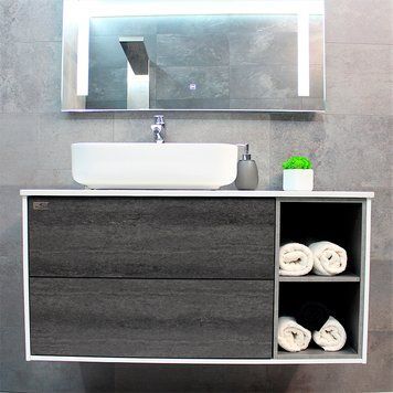Тумба з раковиною REXON Ombra RX99ES/100 Glossy White/Concrete Grey 19910E фото