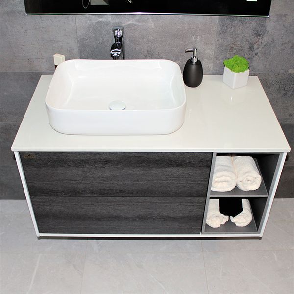 Тумба з раковиною REXON Ombra RX99ES/100 Glossy White/Concrete Grey 19910E фото
