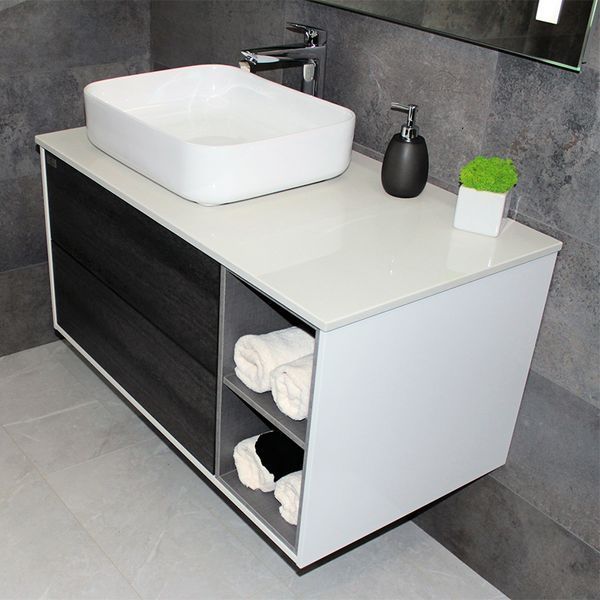Тумба з раковиною REXON Ombra RX99ES/100 Glossy White/Concrete Grey 19910E фото