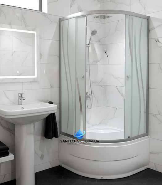 Душевая кабина 90x90х195 см Ko&Po 7125-6 с глубоким поддоном закаленное стекло с рисунком раздвижная 7125-90-6 фото