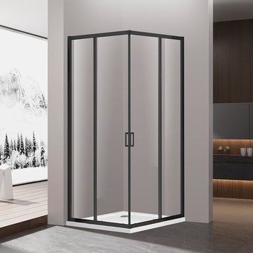 Душова кабіна Dusel А-513HB Black Matt, 100х100х195, двері розсувні, скло прозоре 551320 фото
