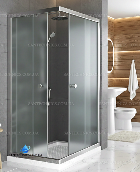 Душова кабіна Shower Saturn 120х80х190 см прямокутна без піддону розсувна для душу матове скло 6 мм STN-232-6 фото