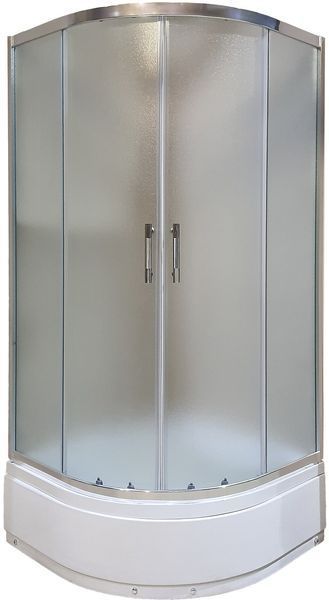 Душевая кабина на среднем поддоне CLASSIC CHROME 90х90 хромированный профиль матовое стекло раздвижные двери 1057457523 фото