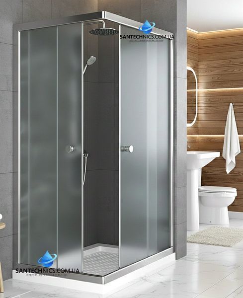 Душова кабіна Shower Saturn 120х80х190 см прямокутна без піддону розсувна для душу матове скло 5мм STN-232 фото