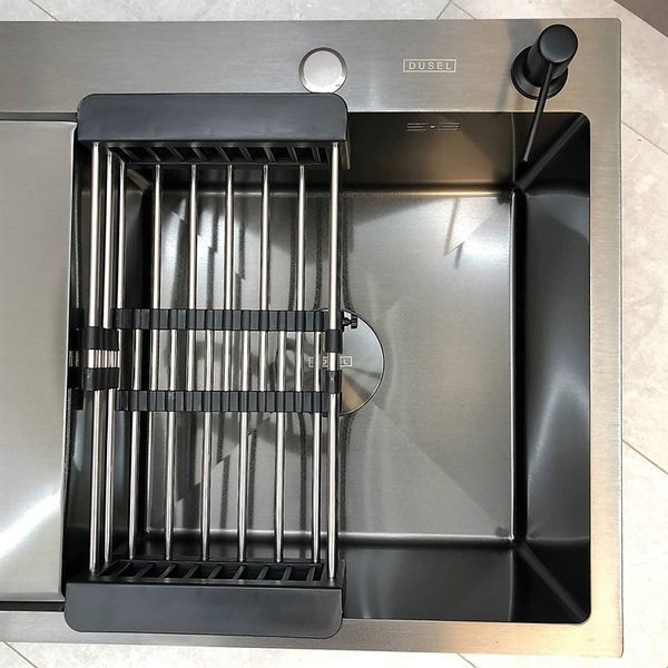 Мийка кухонна з нержавіючої сталі SS304 DS50963-2RNB 630*500*230 Right (Nano Black) DS50963-2RNB фото