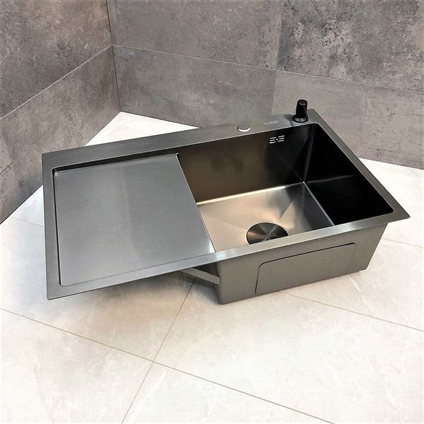Мийка кухонна з нержавіючої сталі SS304 DS50963-2RNB 630*500*230 Right (Nano Black) DS50963-2RNB фото