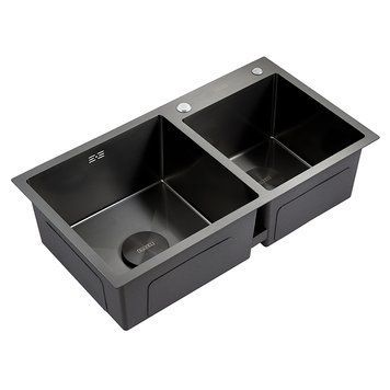 Мийка кухонна з нержавіючої сталі SS304 DS50878-2RNB 780*430*220 Right (Nano Black) DS50878-2RNB фото
