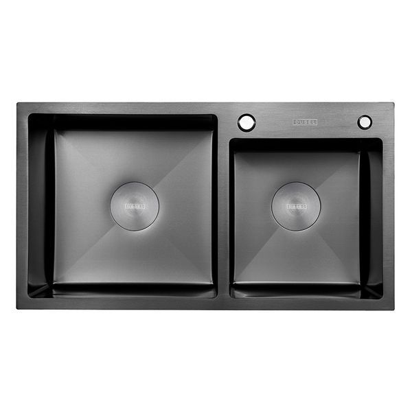 Мийка кухонна з нержавіючої сталі SS304 DS50878-2RNB 780*430*220 Right (Nano Black) DS50878-2RNB фото