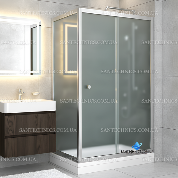 Душова кабіна Shower Neptun 120x80x190 см без піддону прямокутна розсувні двері матове скло 6 мм NPT-372 matt фото
