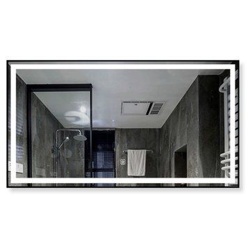 Зеркало DUSEL LED DE-M0061S1 Black 80смх65см сенсорное включение+подогрев+часы/темп 600617 фото