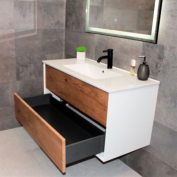 Тумба з раковиною REXON Reina RX95/100 Glossy White /Mo 19510M фото