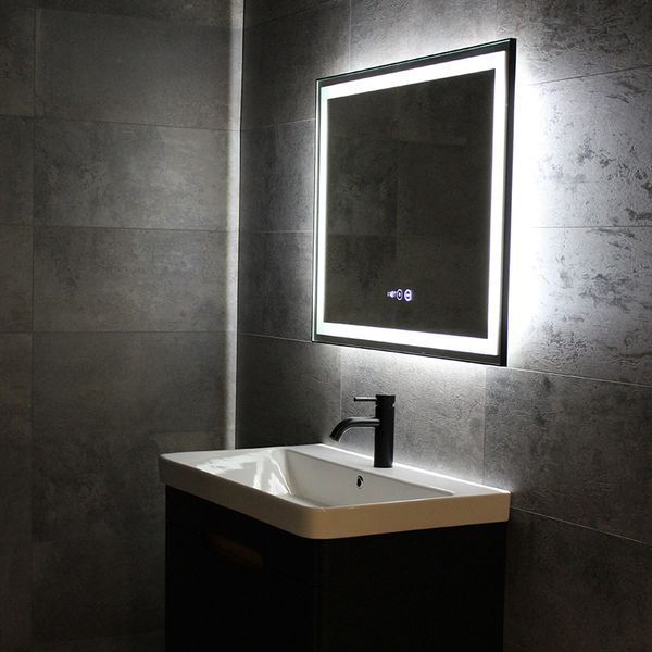 Дзеркало DUSEL LED DE-M0061S1 Black 120смх75см сенсорне включення + підігрів+ годинник/темп 600613 фото