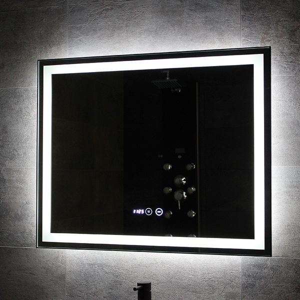Дзеркало DUSEL LED DE-M0061S1 Black 120смх75см сенсорне включення + підігрів+ годинник/темп 600613 фото