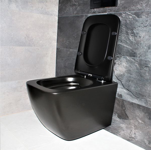 Унитаз подвесной DUSEL CUBIS Black Matt DWHT10201030RВ с сиденьем Slim Soft-Close 810302 фото