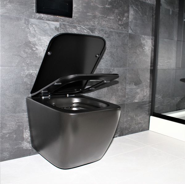 Унитаз подвесной DUSEL CUBIS Black Matt DWHT10201030RВ с сиденьем Slim Soft-Close 810302 фото