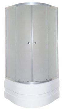 Душова кабіна Shower Saturn 80x80х205 см на глибокому піддоні напівкругла розсувна матове загартоване скло 5 мм STN-858 фото