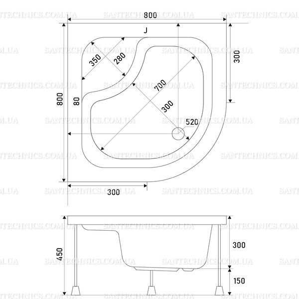 Душевая кабина Shower Saturn 80x80х205 см на глубоком поддоне полукруглая раздвижная матовое закалённое стекло 5 мм STN-858 фото