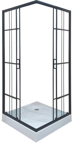 Душевая кабина Sunways 90x90 квадратная с узором закаленное стекло 5мм черный профиль низкий поддон SB-4 фото