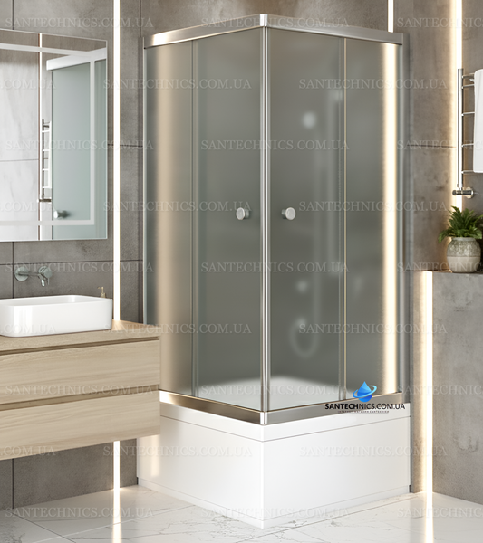 Душевая кабина Shower saturn 90х90х205 см квадратная на глубоком поддоне матовое стекло 6 мм раздвижные двери STN-1019-6 matt фото